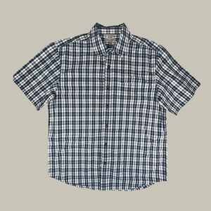 Carhartt Mens Relaxed Fit Short Sleeve Plaid Button Down Shirt Navy White Large